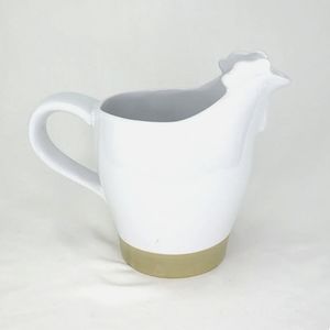 Cracker Barrel Hand Painted White Chicken/Rooster Pitcher
